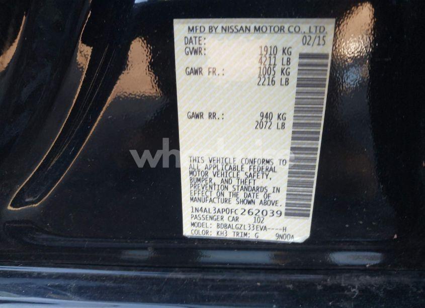 Photo 9 of 2015 Nissan Altima 2.5 S (VIN 1N4AL3AP0FC262039)