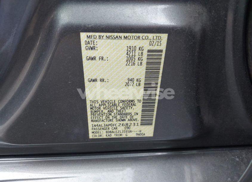 Photo 9 of 2015 Nissan Altima 2.5 S (VIN 1N4AL3AP0FC268231)