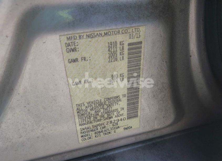 Photo 9 of 2015 Nissan Altima 2.5 (VIN 1N4AL3AP0FC282940)