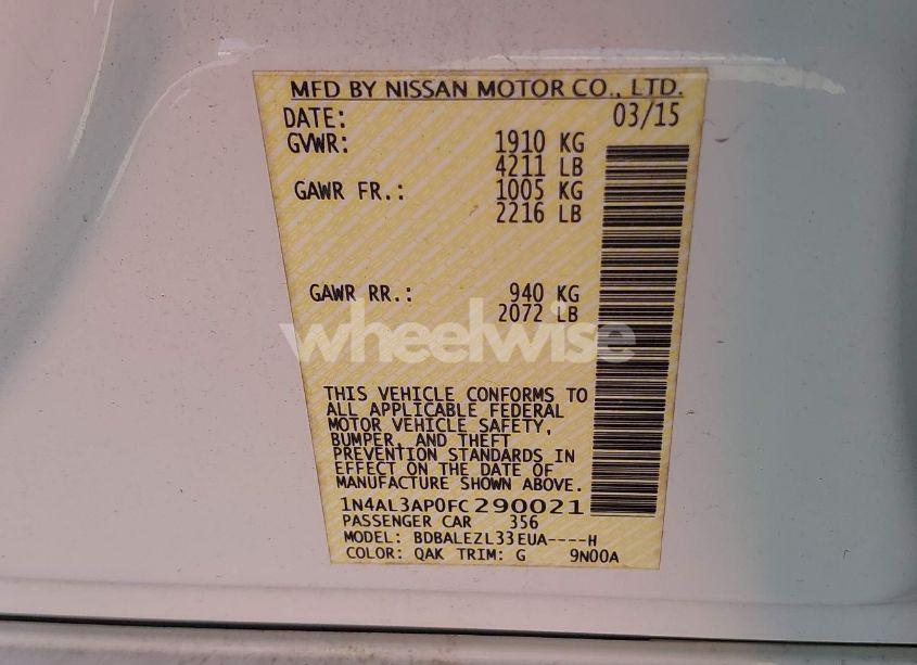 Photo 9 of 2015 Nissan Altima 2.5 S (VIN 1N4AL3AP0FC290021)