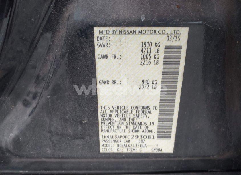 Photo 9 of 2015 Nissan Altima 2.5 S (VIN 1N4AL3AP0FC293081)