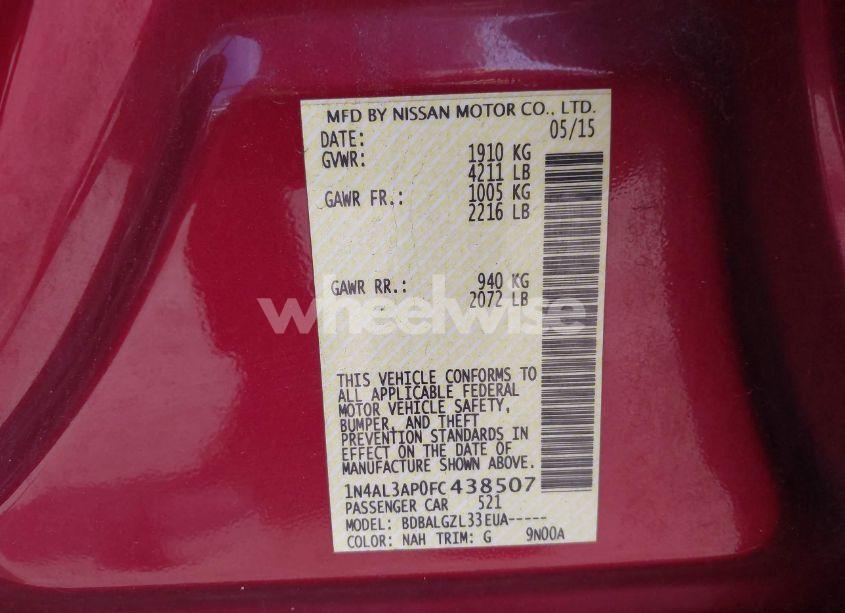 Photo 9 of 2015 Nissan Altima 2.5/2.5 S/2.5 SL/2.5 SV (VIN 1N4AL3AP0FC438507)