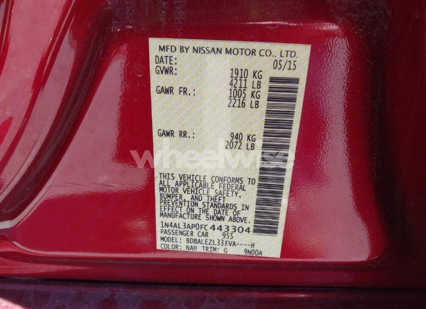 Photo 9 of 2015 Nissan Altima 2.5 S (VIN 1N4AL3AP0FC443304)