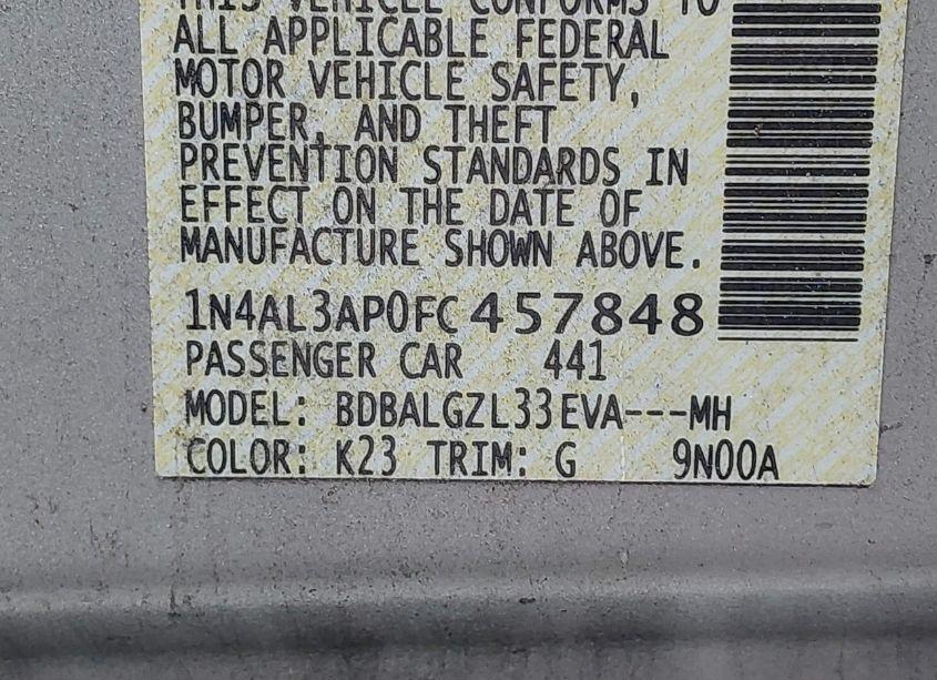 Photo 9 of 2015 Nissan Altima 2.5 S (VIN 1N4AL3AP0FC457848)