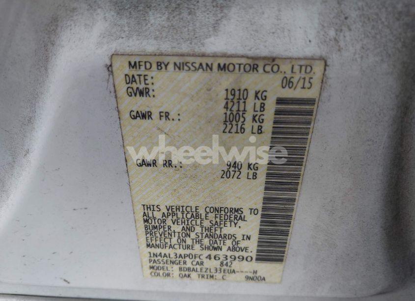 Photo 9 of 2015 Nissan Altima 2.5 S (VIN 1N4AL3AP0FC463990)