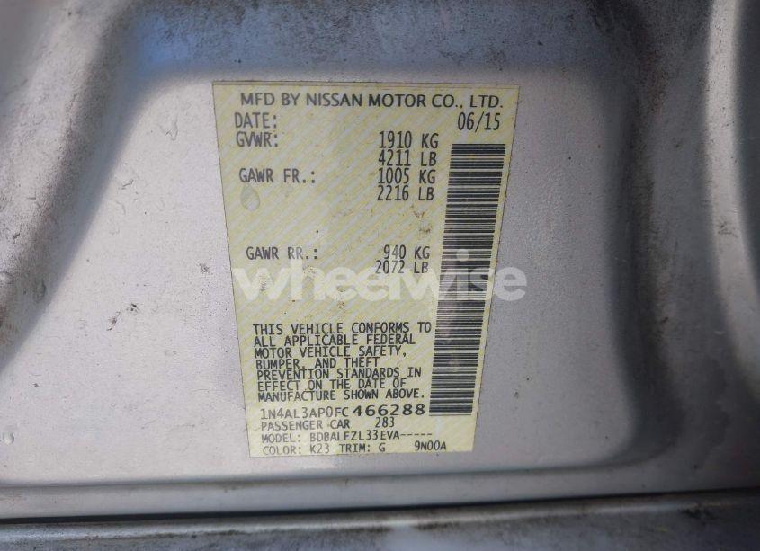 Photo 9 of 2015 Nissan Altima 2.5/2.5 S/2.5 SL/2.5 SV (VIN 1N4AL3AP0FC466288)