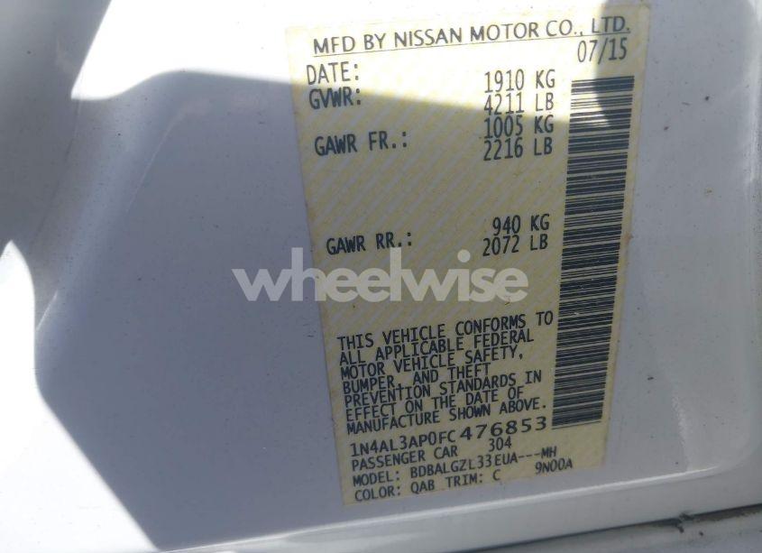 Photo 9 of 2015 Nissan Altima 2.5 S (VIN 1N4AL3AP0FC476853)