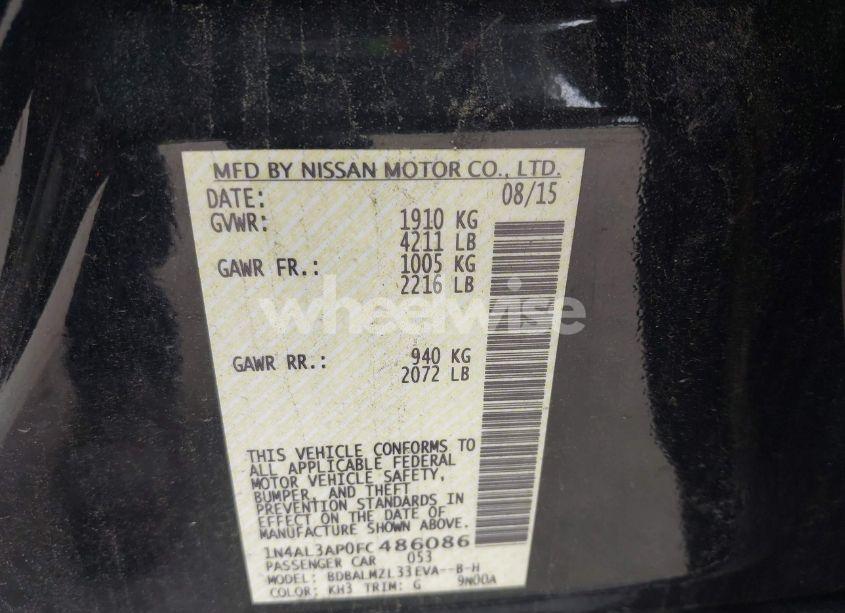 Photo 9 of 2015 Nissan Altima 2.5 SV (VIN 1N4AL3AP0FC486086)