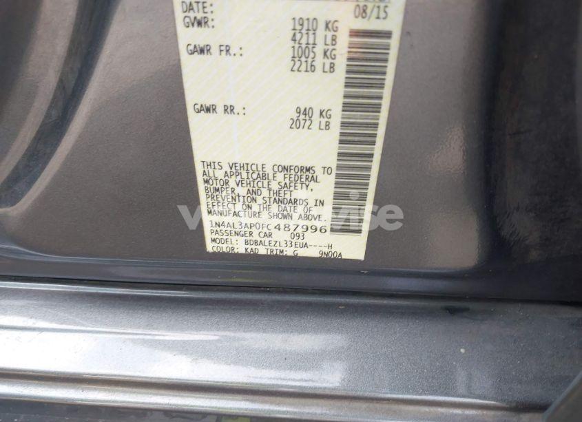 Photo 9 of 2015 Nissan Altima 2.5 S (VIN 1N4AL3AP0FC487996)