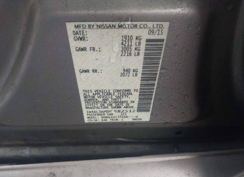 Photo 9 of 2015 Nissan Altima 2.5 S (VIN 1N4AL3AP0FC582512)