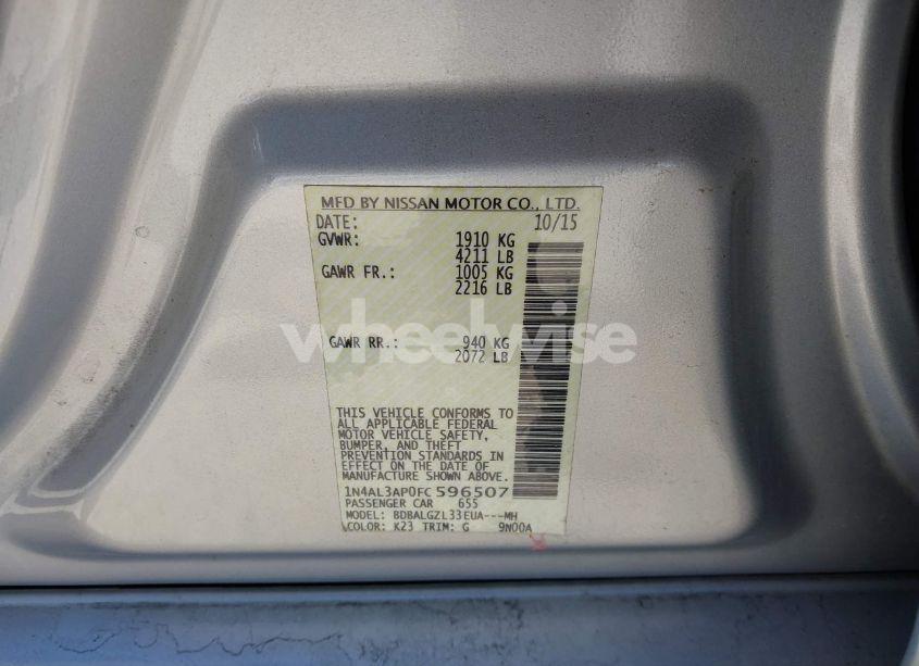 Photo 9 of 2015 Nissan Altima 2.5 S (VIN 1N4AL3AP0FC596507)