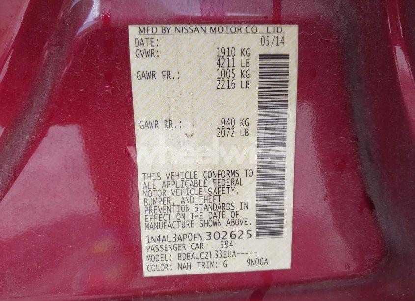 Photo 9 of 2015 Nissan Altima 2.5/2.5 S/2.5 SL/2.5 SV (VIN 1N4AL3AP0FN302625)