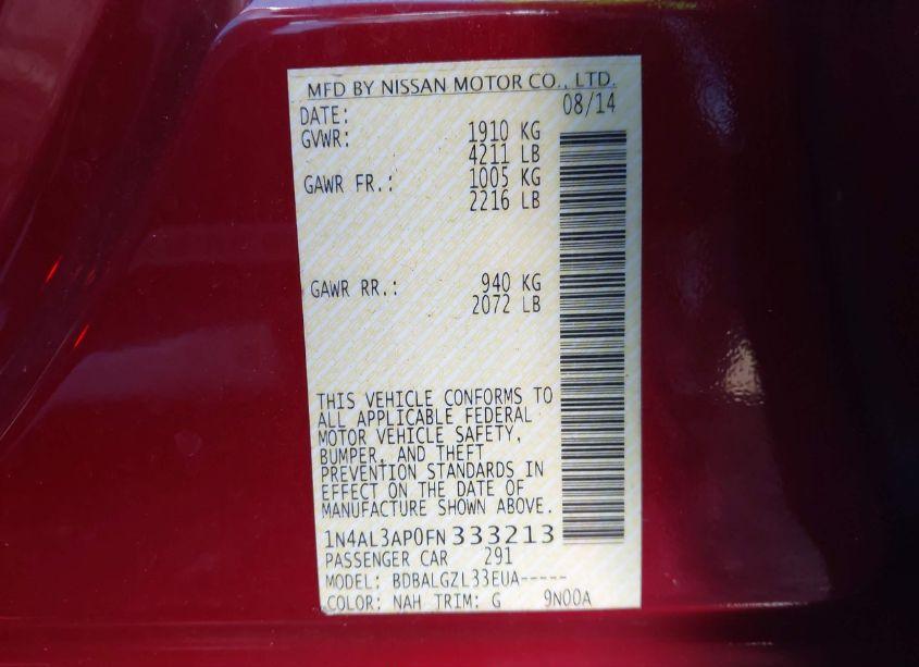 Photo 9 of 2015 Nissan Altima 2.5/2.5 S/2.5 SL/2.5 SV (VIN 1N4AL3AP0FN333213)