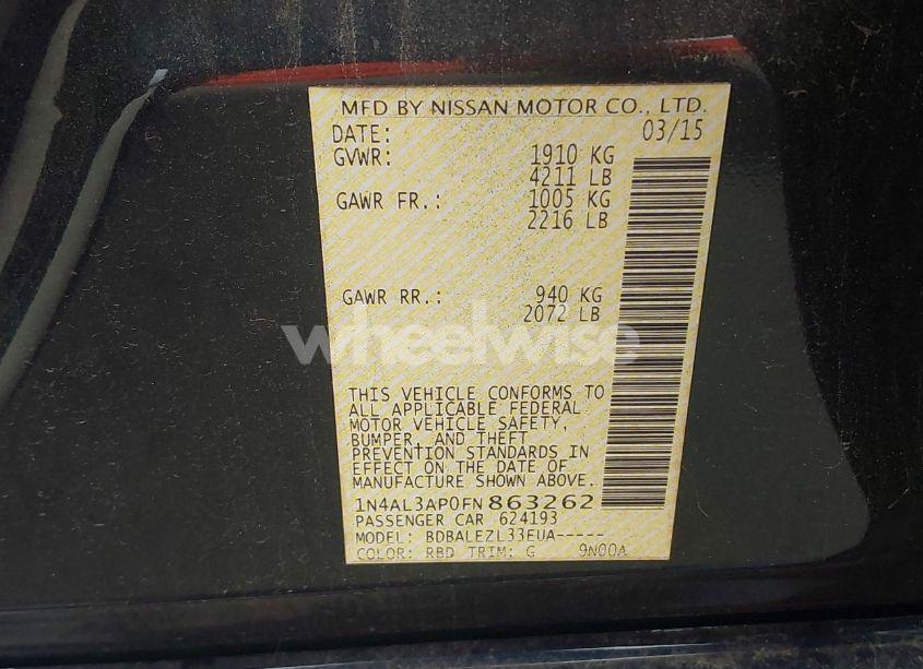 Photo 9 of 2015 Nissan Altima 2.5 S (VIN 1N4AL3AP0FN863262)