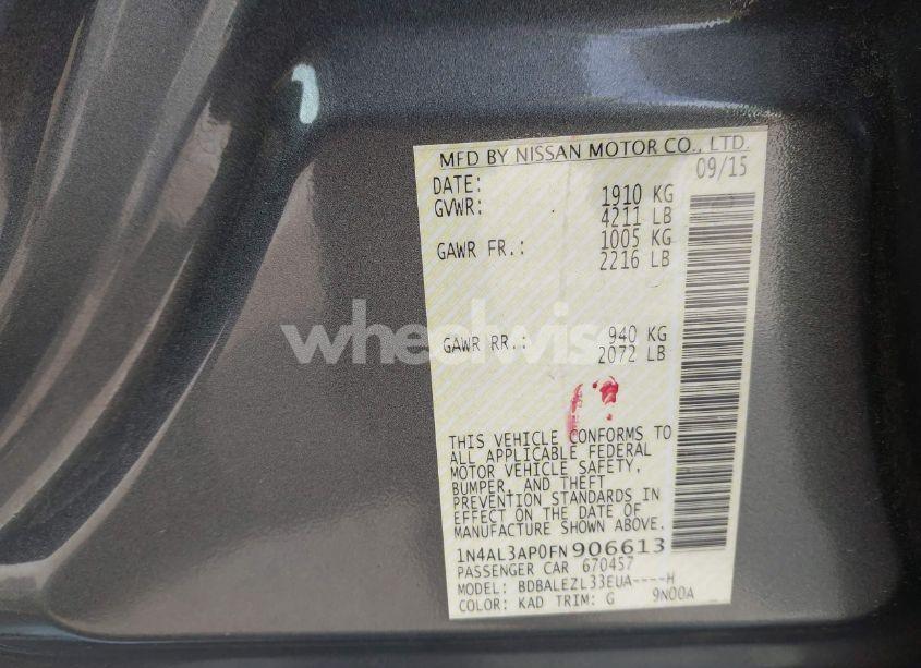 Photo 9 of 2015 Nissan Altima 2.5 S (VIN 1N4AL3AP0FN906613)