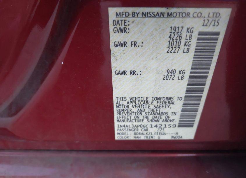 Photo 9 of 2016 Nissan Altima 2.5 SV (VIN 1N4AL3AP0GC142159)