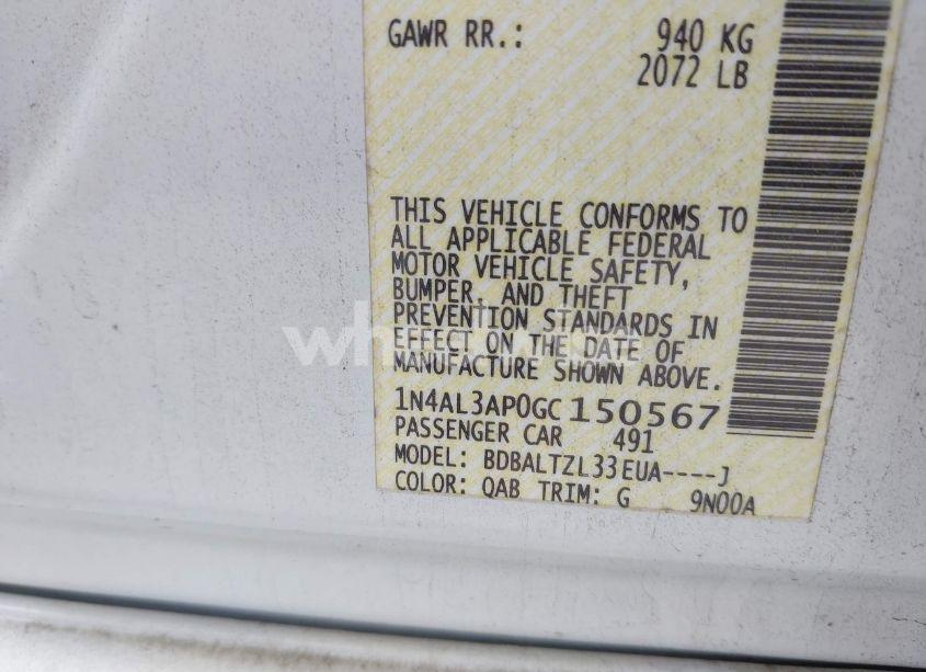 Photo 9 of 2016 Nissan Altima 2.5 SL (VIN 1N4AL3AP0GC150567)