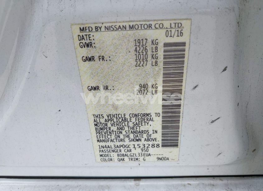 Photo 9 of 2016 Nissan Altima 2.5/2.5 S/2.5 SL/2.5 SR/2.5 SV (VIN 1N4AL3AP0GC153288)