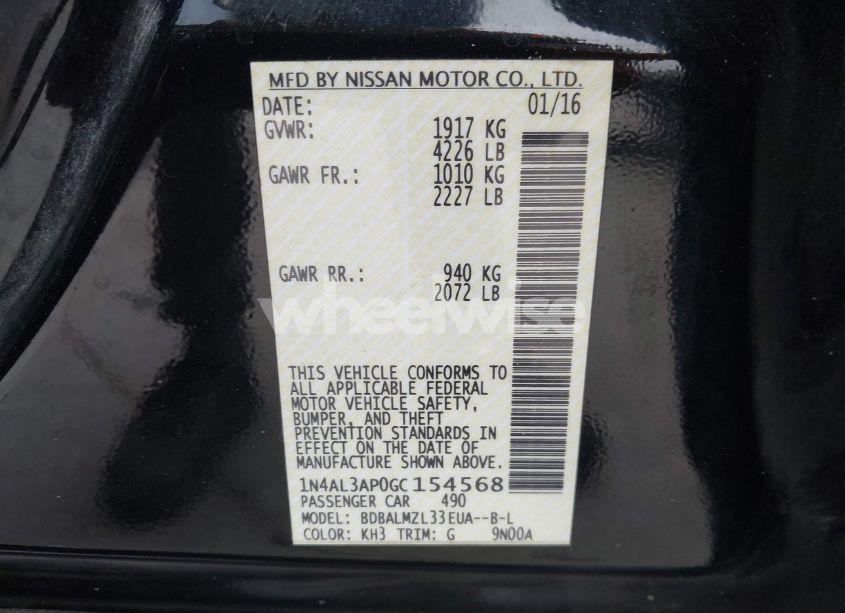 Photo 9 of 2016 Nissan Altima 2.5 SV (VIN 1N4AL3AP0GC154568)