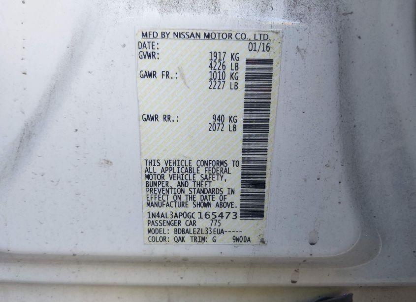 Photo 9 of 2016 Nissan Altima (VIN 1N4AL3AP0GC165473)