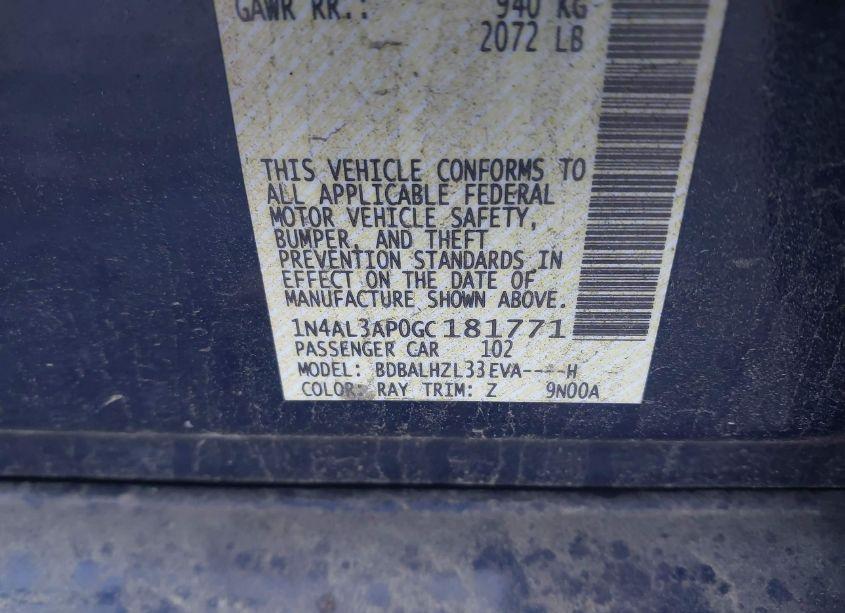 Photo 9 of 2016 Nissan Altima 2.5 SR (VIN 1N4AL3AP0GC181771)