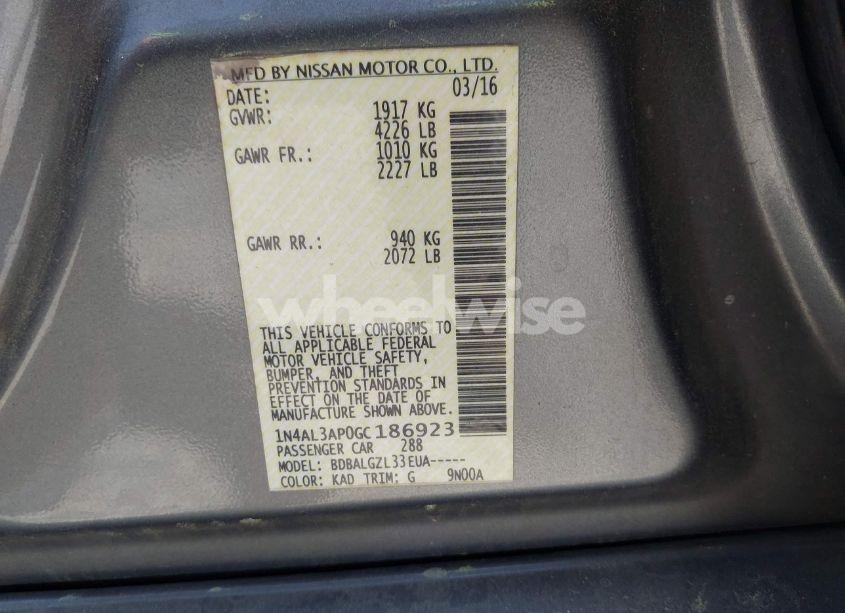 Photo 9 of 2016 Nissan Altima 2.5/2.5 S/2.5 SL/2.5 SR/2.5 SV (VIN 1N4AL3AP0GC186923)