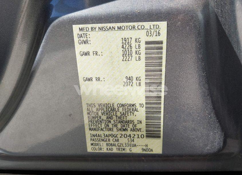 Photo 9 of 2016 Nissan Altima 2.5 S (VIN 1N4AL3AP0GC204210)