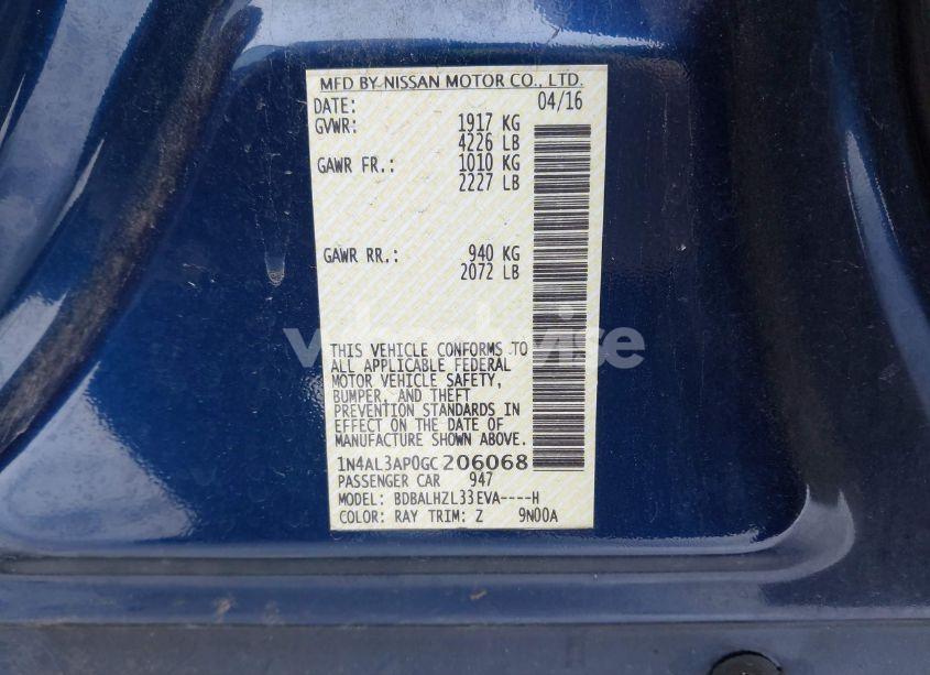 Photo 9 of 2016 Nissan Altima 2.5 SR (VIN 1N4AL3AP0GC206068)