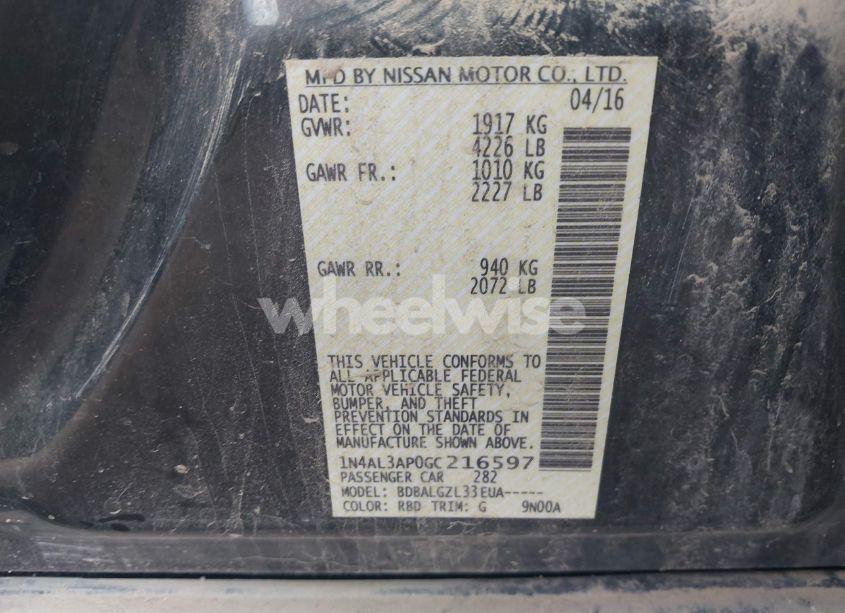 Photo 9 of 2016 Nissan Altima 2.5/2.5 S/2.5 SL/2.5 SR/2.5 SV (VIN 1N4AL3AP0GC216597)