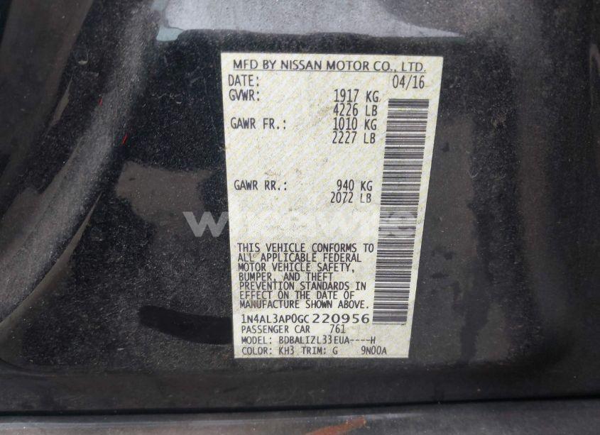 Photo 9 of 2016 Nissan Altima 2.5 SV (VIN 1N4AL3AP0GC220956)