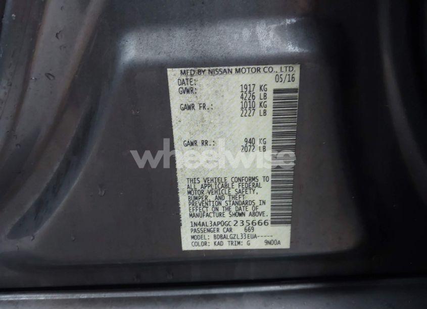 Photo 9 of 2016 Nissan Altima 2.5/2.5 S/2.5 SL/2.5 SR/2.5 SV (VIN 1N4AL3AP0GC235666)