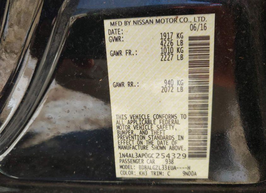 Photo 9 of 2016 Nissan Altima 2.5 S (VIN 1N4AL3AP0GC254329)