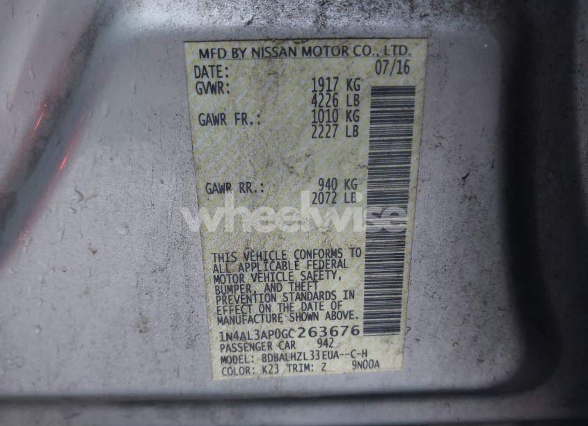 Photo 9 of 2016 Nissan Altima 2.5 SR (VIN 1N4AL3AP0GC263676)