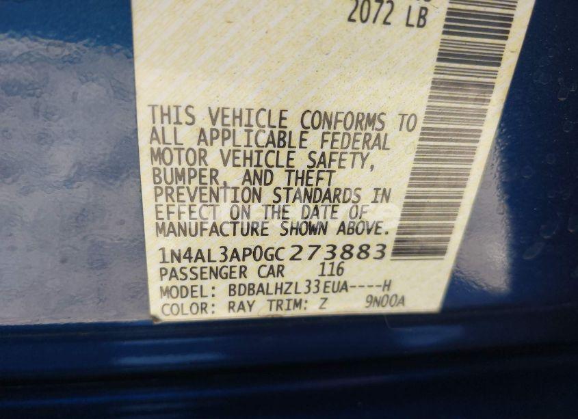 Photo 9 of 2016 Nissan Altima 2.5 SR (VIN 1N4AL3AP0GC273883)