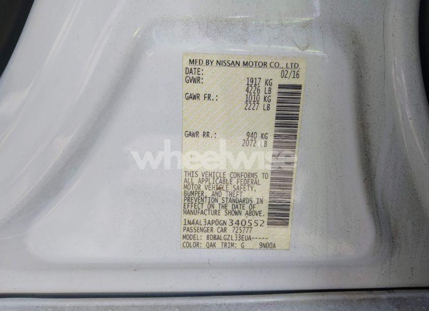 Photo 9 of 2016 Nissan Altima 2.5 S (VIN 1N4AL3AP0GN340552)