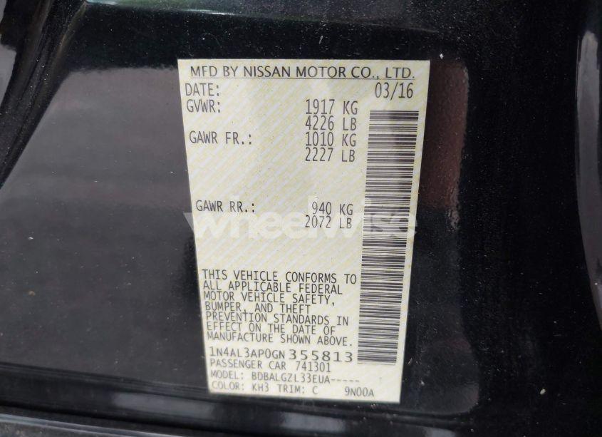 Photo 9 of 2016 Nissan Altima 2.5 S (VIN 1N4AL3AP0GN355813)