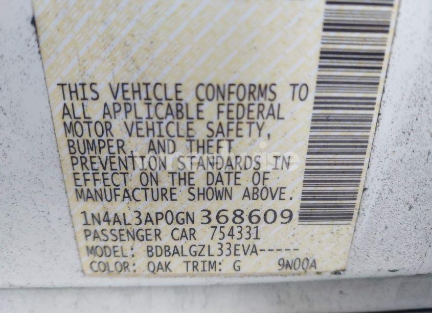 Photo 9 of 2016 Nissan Altima 2.5/2.5 S/2.5 SL/2.5 SR/2.5 SV (VIN 1N4AL3AP0GN368609)