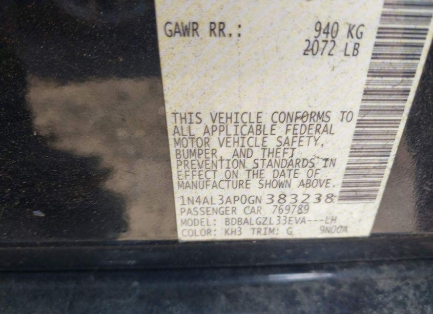 Photo 9 of 2016 Nissan Altima 2.5 S (VIN 1N4AL3AP0GN383238)