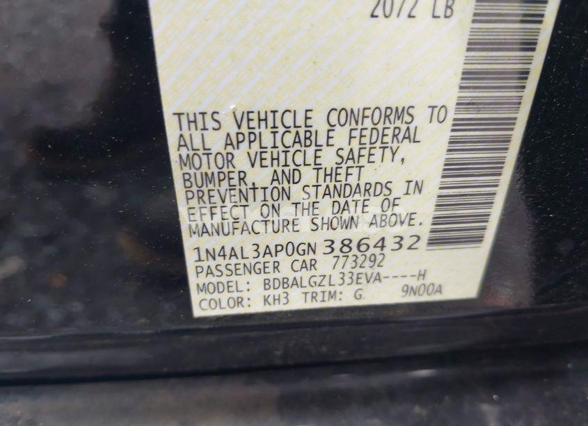 Photo 9 of 2016 Nissan Altima 2.5 S (VIN 1N4AL3AP0GN386432)