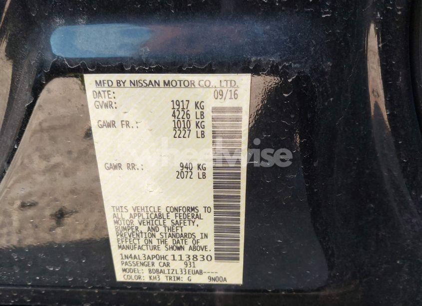 Photo 9 of 2017 Nissan Altima 2.5/2.5 S/2.5 SL/2.5 SR/2.5 SV (VIN 1N4AL3AP0HC113830)