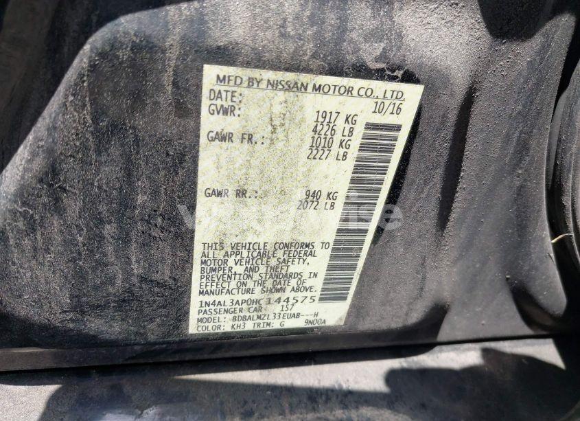 Photo 9 of 2017 Nissan Altima 2.5 SV (VIN 1N4AL3AP0HC144575)