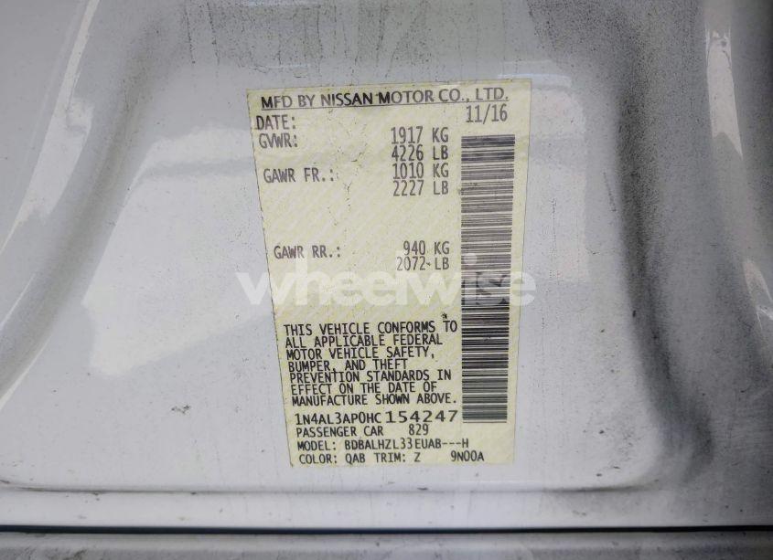 Photo 9 of 2017 Nissan Altima 2.5 SR (VIN 1N4AL3AP0HC154247)