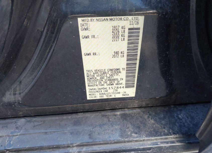 Photo 9 of 2017 Nissan Altima 2.5 S (VIN 1N4AL3AP0HC157844)