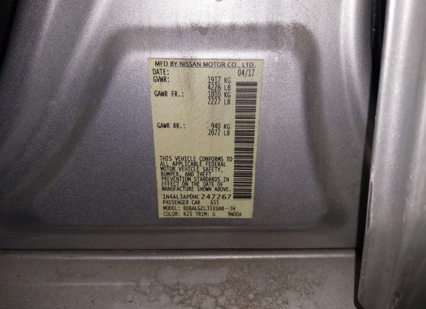 Photo 9 of 2017 Nissan Altima 2.5 S (VIN 1N4AL3AP0HC247267)