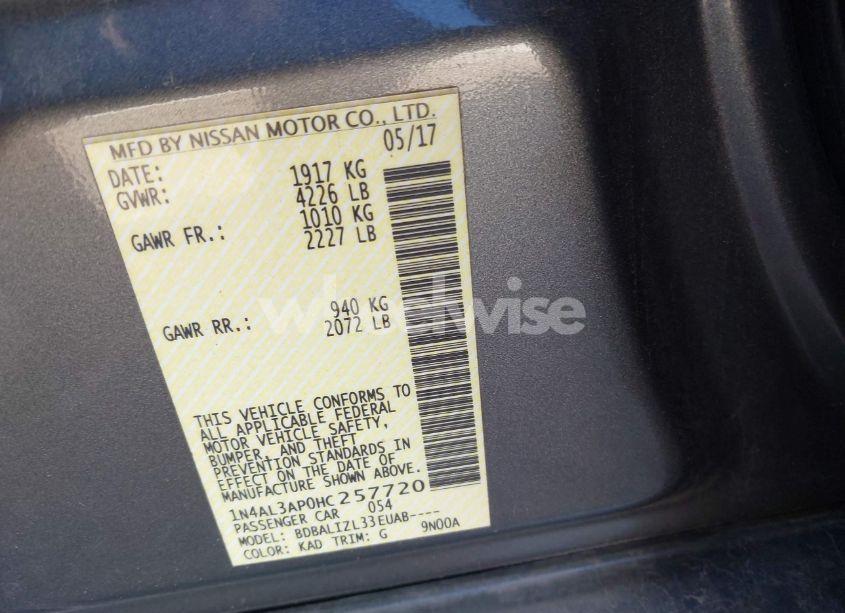 Photo 9 of 2017 Nissan Altima 2.5 SV (VIN 1N4AL3AP0HC257720)