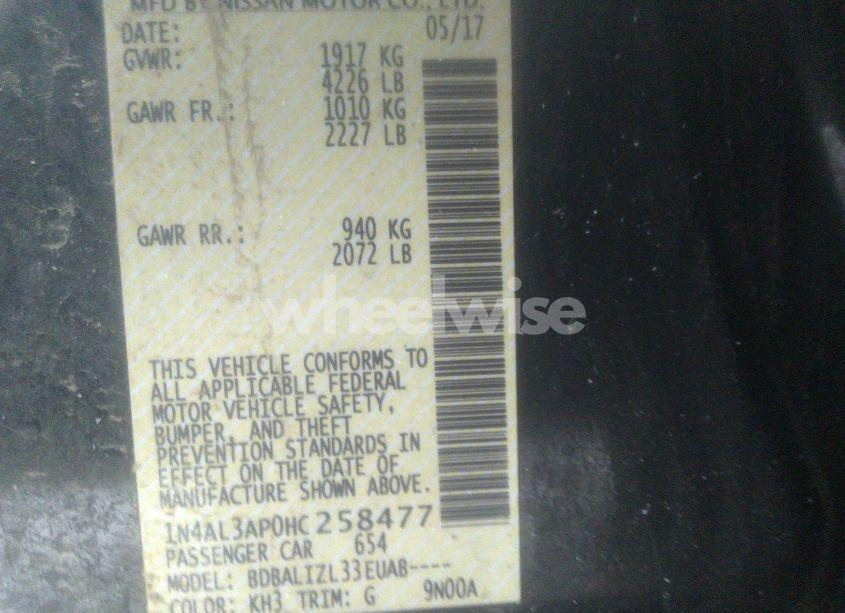 Photo 9 of 2017 Nissan Altima 2.5 SV (VIN 1N4AL3AP0HC258477)