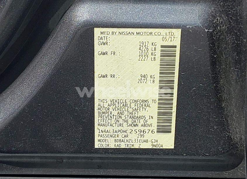 Photo 9 of 2017 Nissan Altima 2.5 SR (VIN 1N4AL3AP0HC259676)