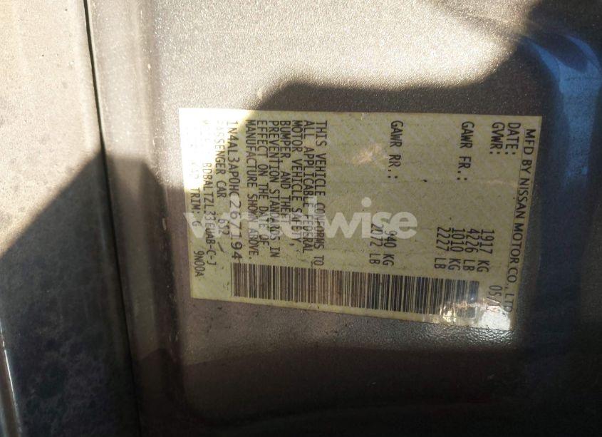 Photo 9 of 2017 Nissan Altima 2.5 SL (VIN 1N4AL3AP0HC267194)