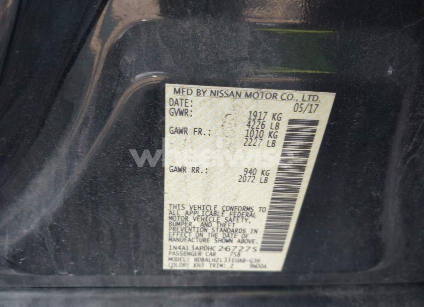 Photo 9 of 2017 Nissan Altima 2.5 SR (VIN 1N4AL3AP0HC267275)