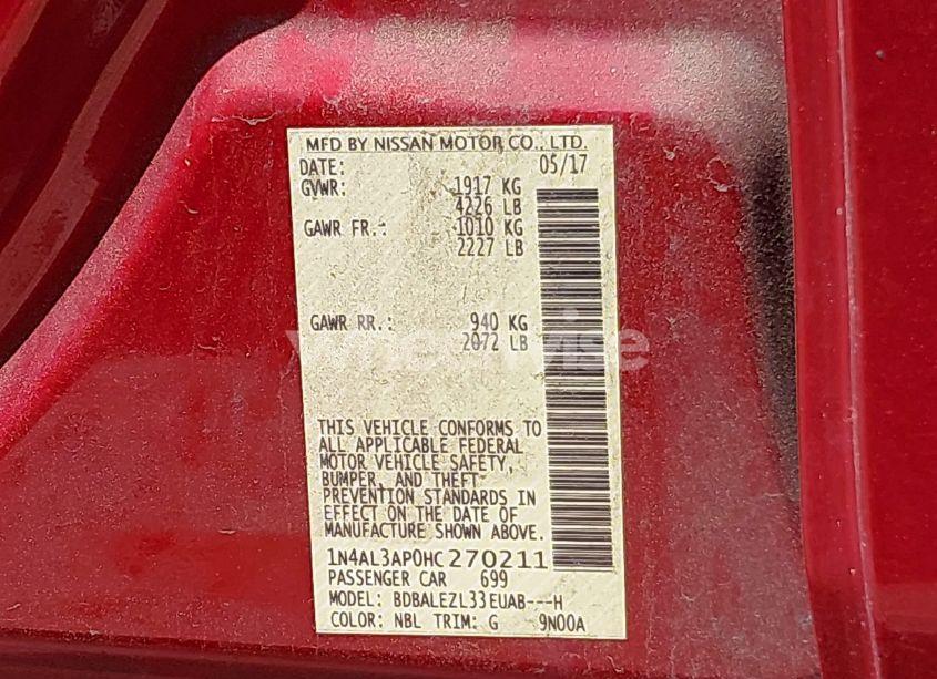 Photo 9 of 2017 Nissan Altima 2.5 S (VIN 1N4AL3AP0HC270211)